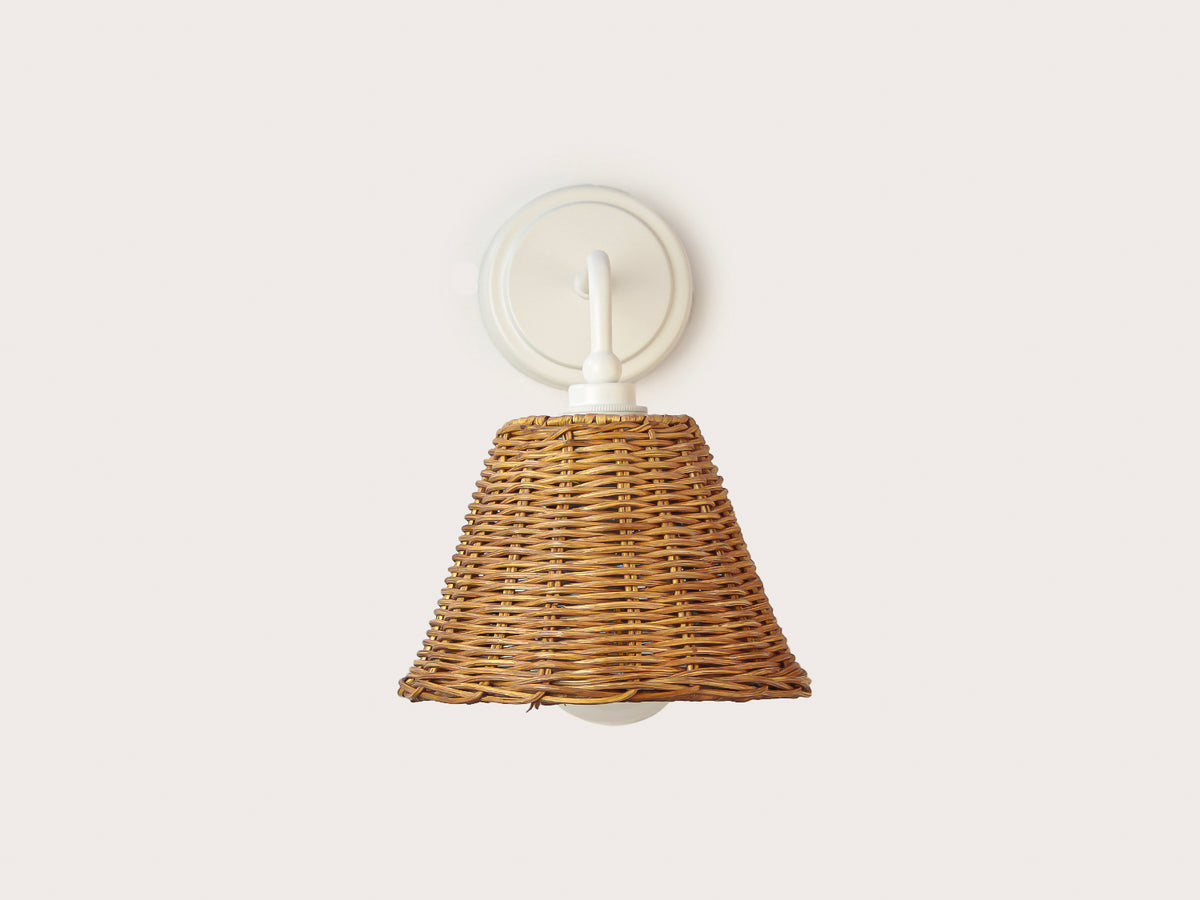 Arthur Short Arm Wall Light with Petit Rattan Shade