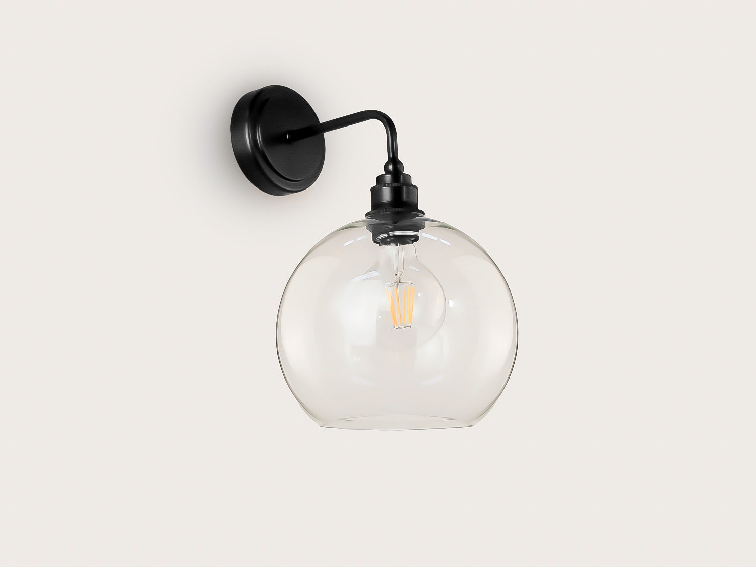 Arthur Short Arm Wall Light with 20cm Apothecary Round Glass Shade