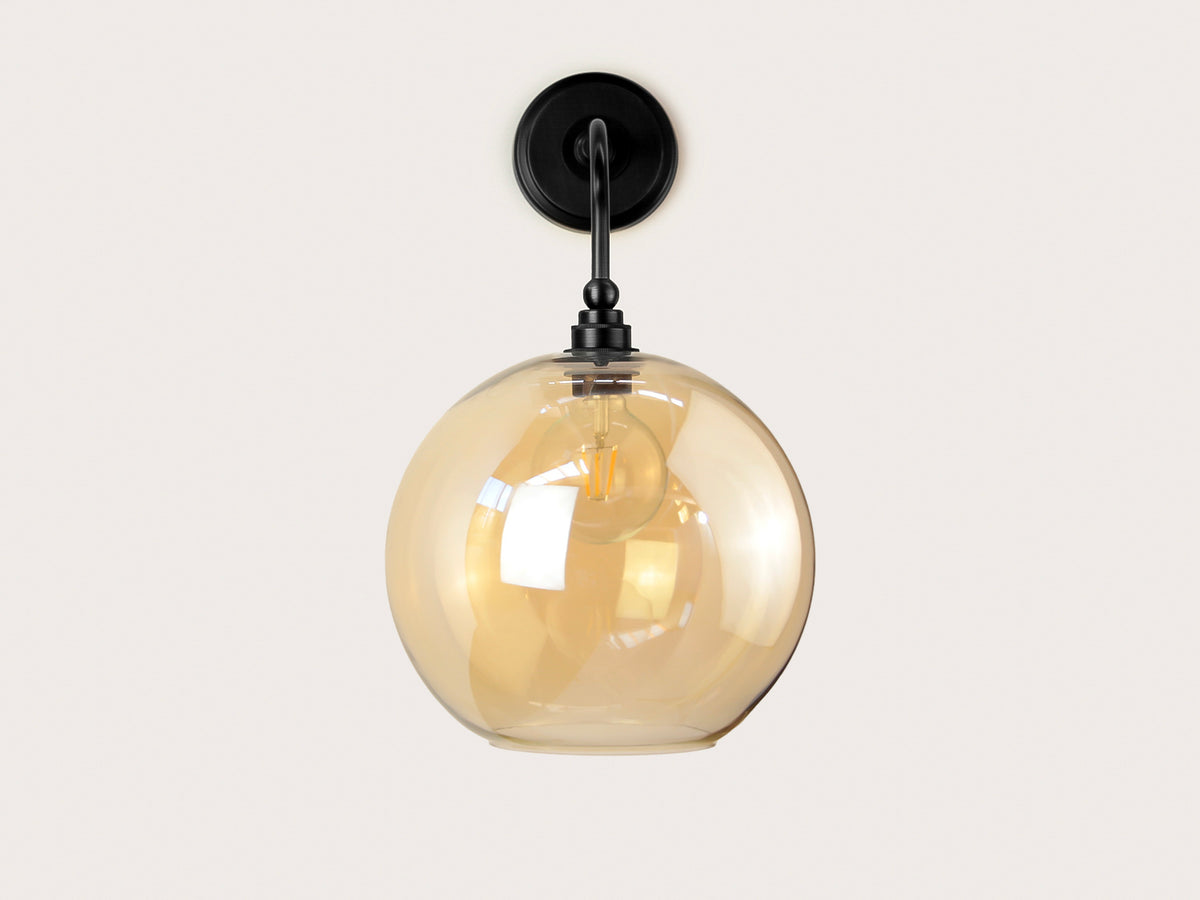 Arthur Long Arm Wall Light with 30cm Apothecary Round Glass Shade