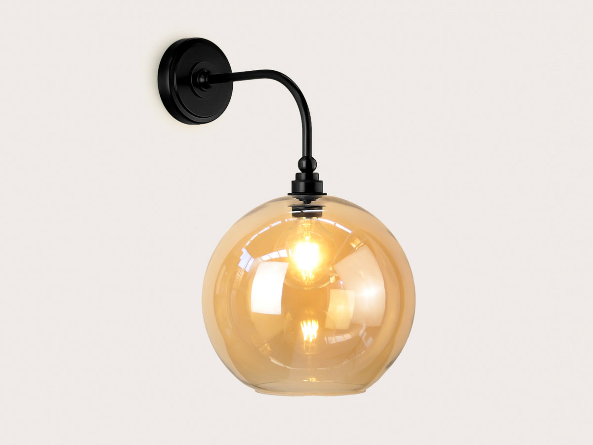 Arthur Long Arm Wall Light with 30cm Apothecary Round Glass Shade