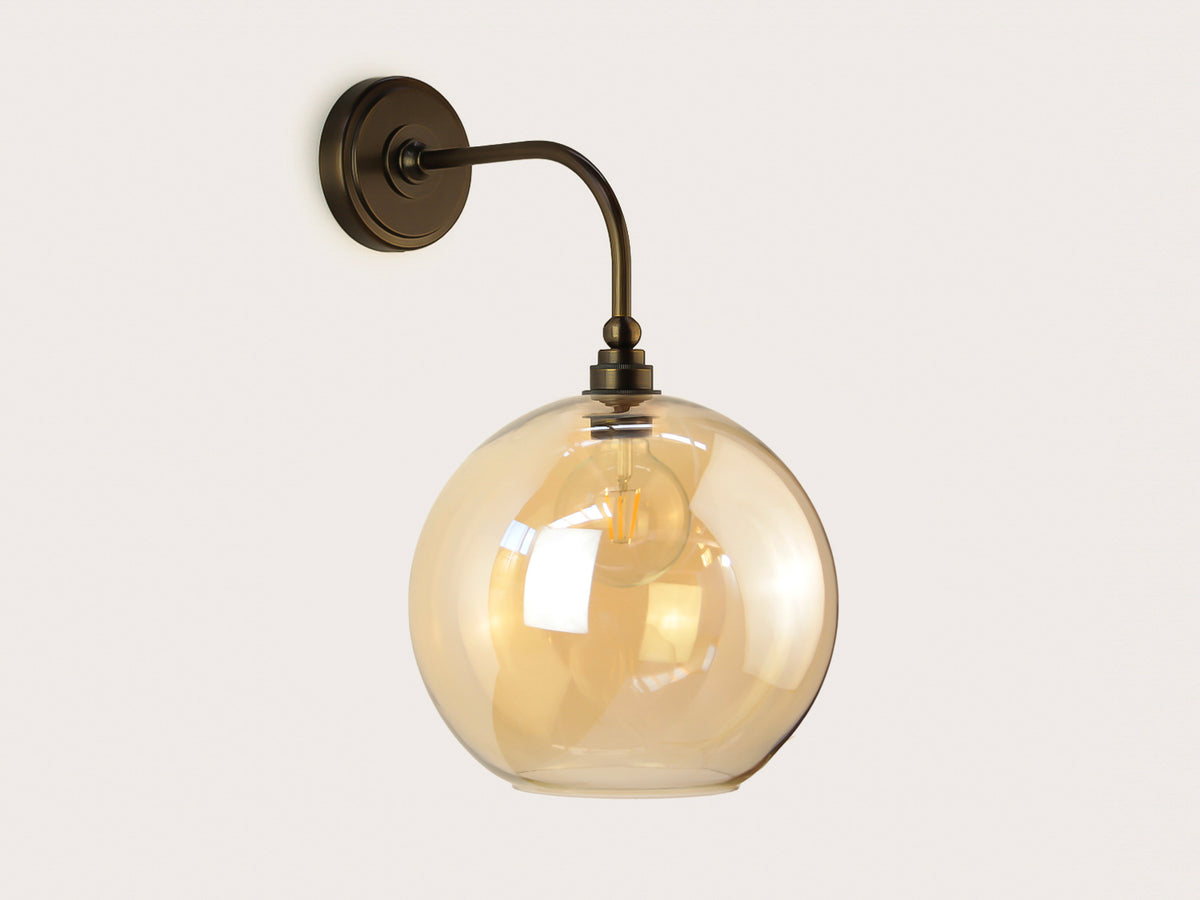 Arthur Long Arm Wall Light with 30cm Apothecary Round Glass Shade