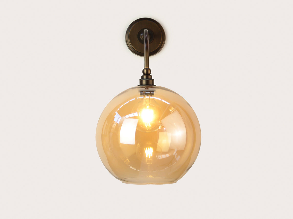 Arthur Long Arm Wall Light with 30cm Apothecary Round Glass Shade
