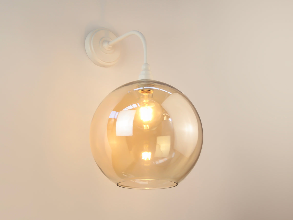 Arthur Long Arm Wall Light with 30cm Apothecary Round Glass Shade