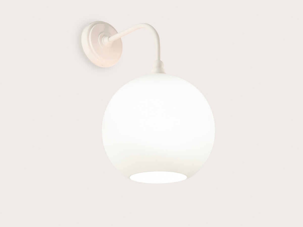 Arthur Long Arm Wall Light with 30cm Apothecary Opal Round Glass Shade