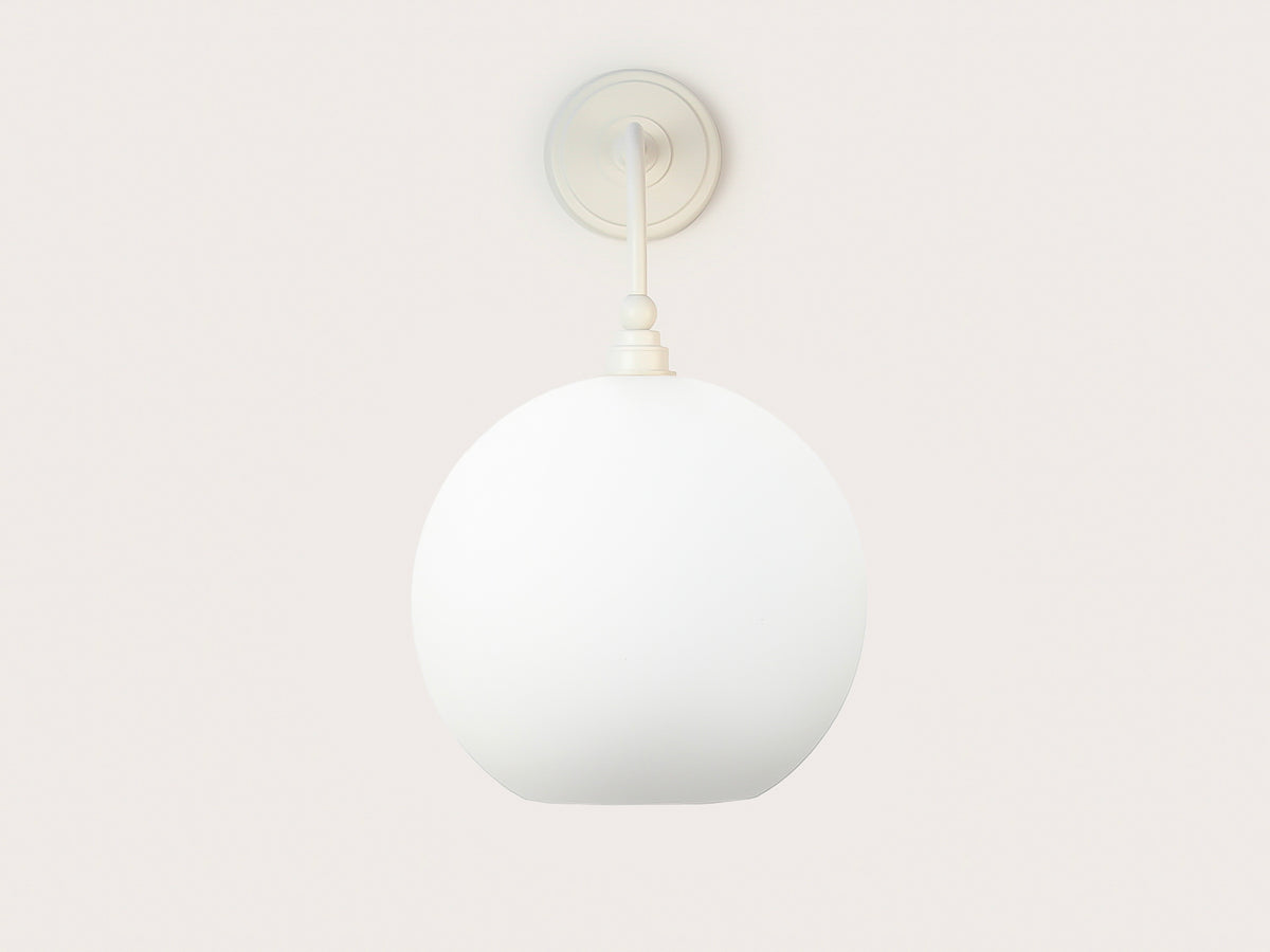 Arthur Long Arm Wall Light with 30cm Apothecary Opal Round Glass Shade
