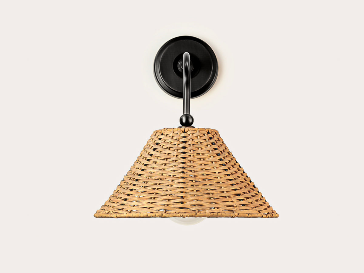 Arthur Long Arm Wall Light with Calais Rattan Shade