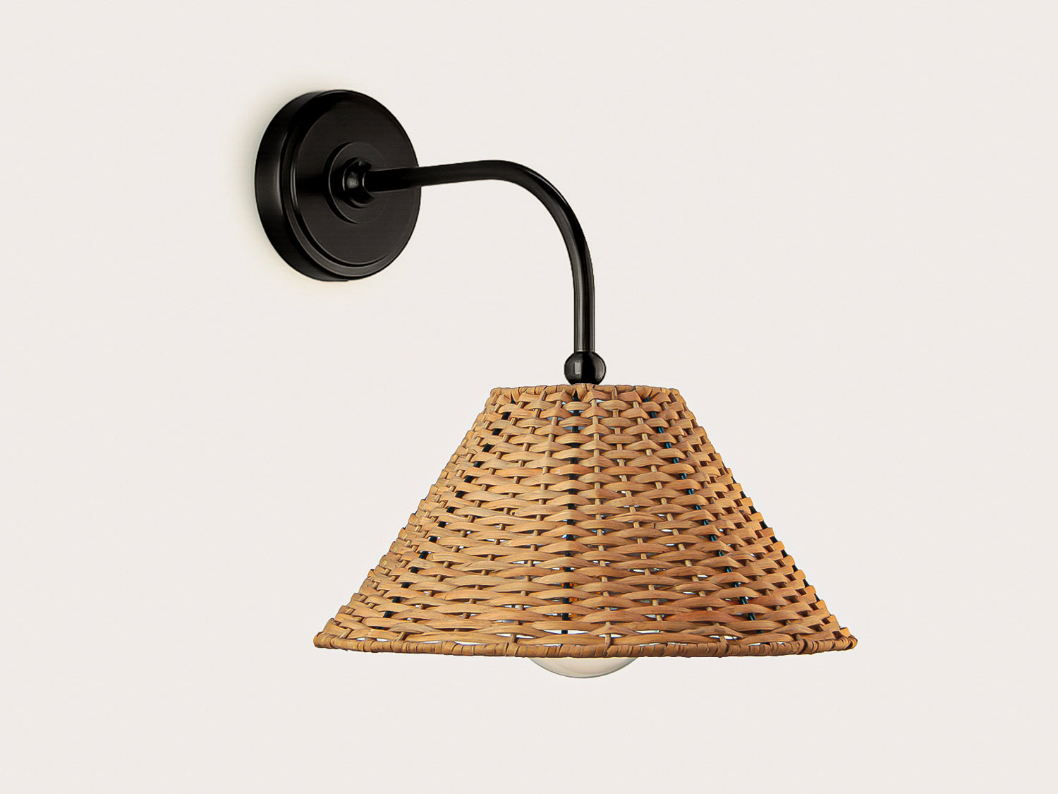 Arthur Long Arm Wall Light with Calais Rattan Shade