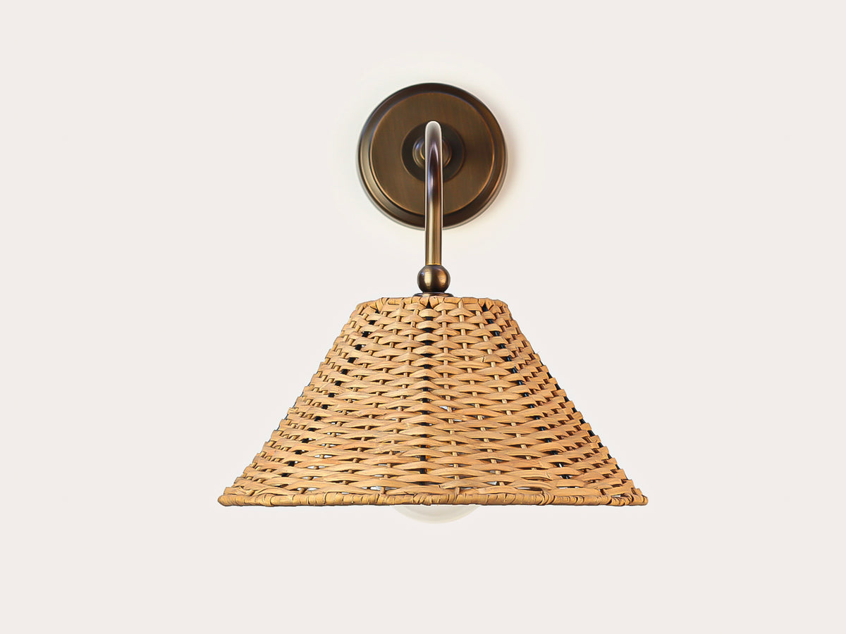 Arthur Long Arm Wall Light with Calais Rattan Shade