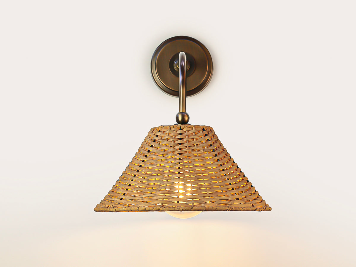 Arthur Long Arm Wall Light with Calais Rattan Shade