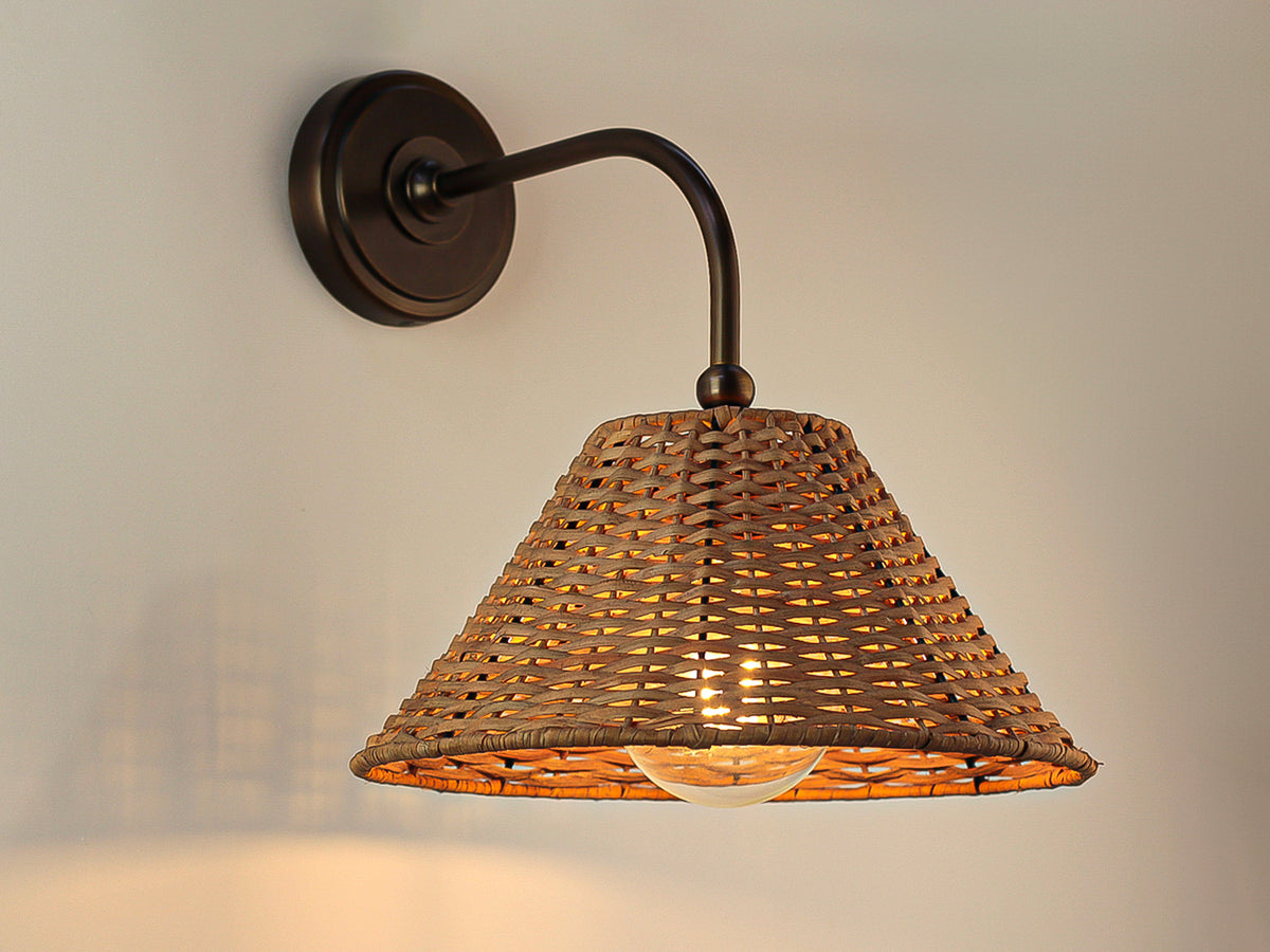 Arthur Long Arm Wall Light with Calais Rattan Shade