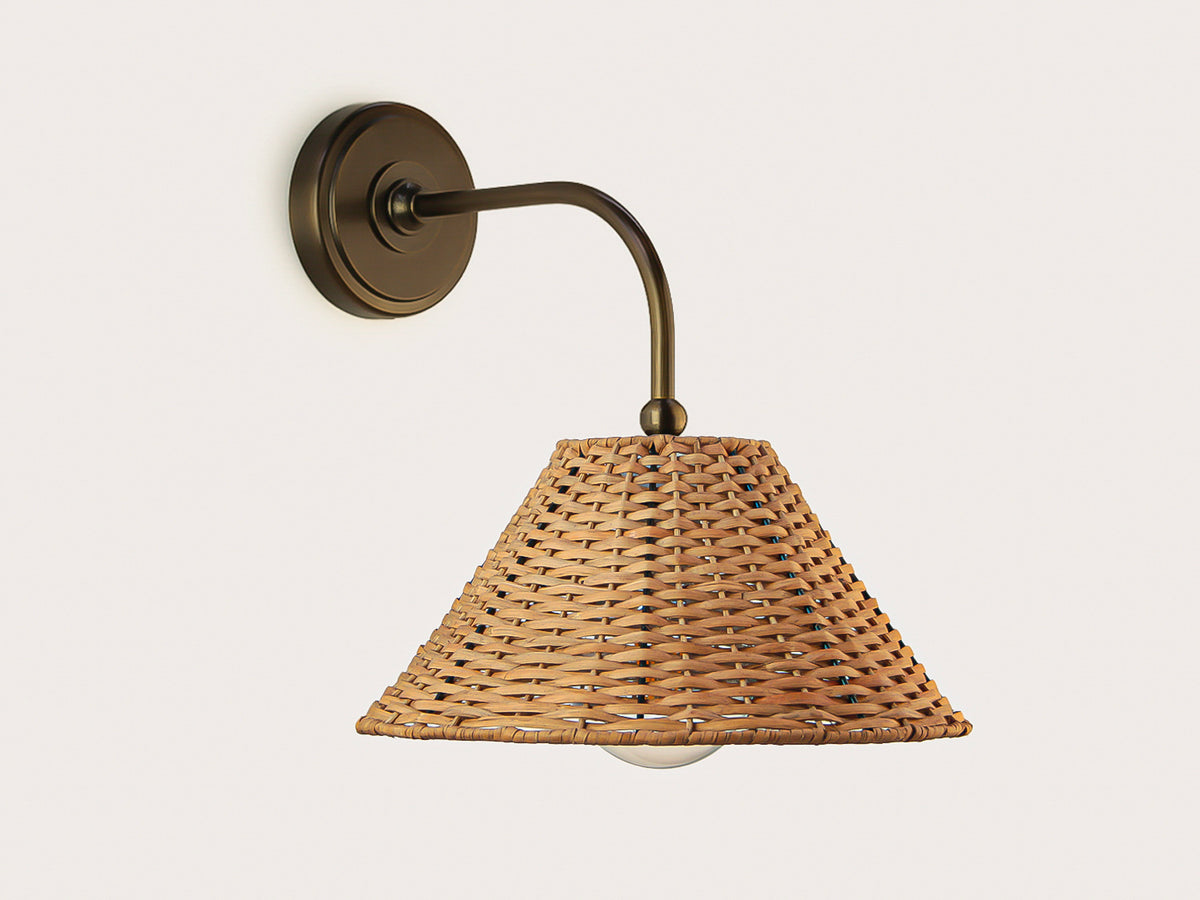 Arthur Long Arm Wall Light with Calais Rattan Shade