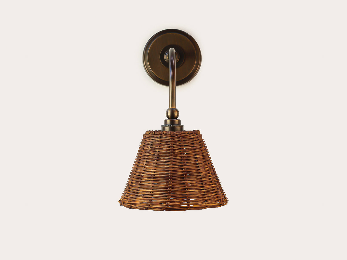 Arthur Long Arm Wall Light with Petit Rattan Shade