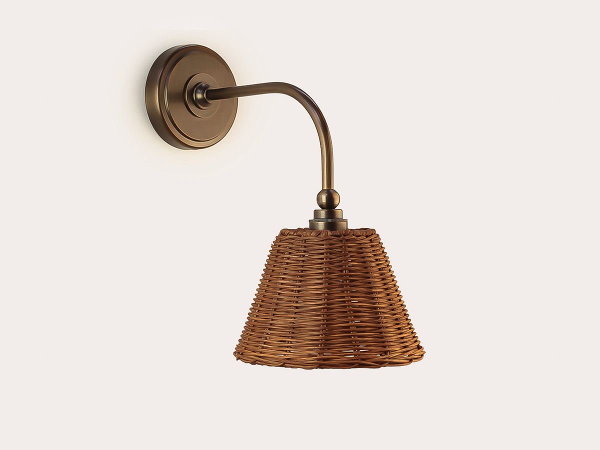 Arthur Long Arm Wall Light with Petit Rattan Shade