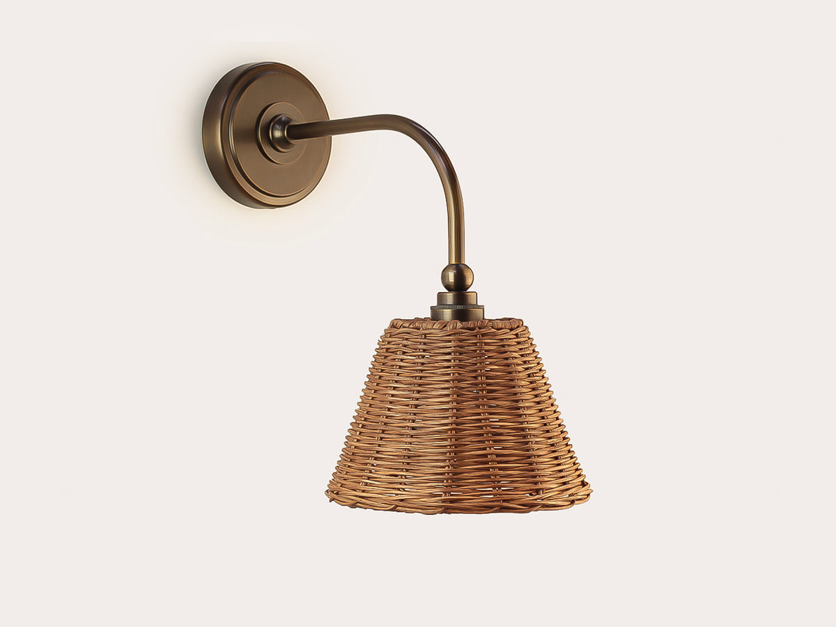 Arthur Long Arm Wall Light with Petit Rattan Shade
