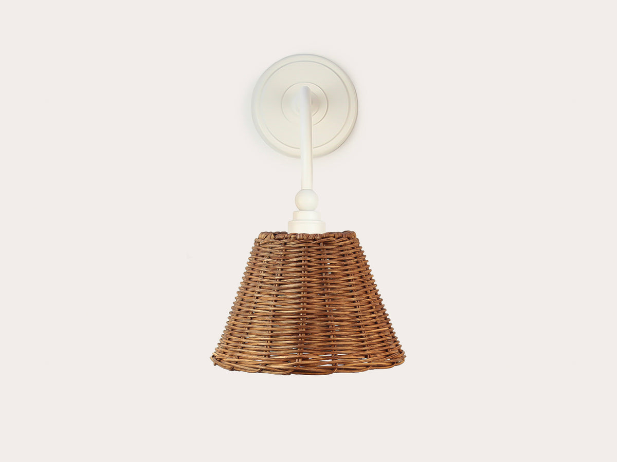 Arthur Long Arm Wall Light with Petit Rattan Shade