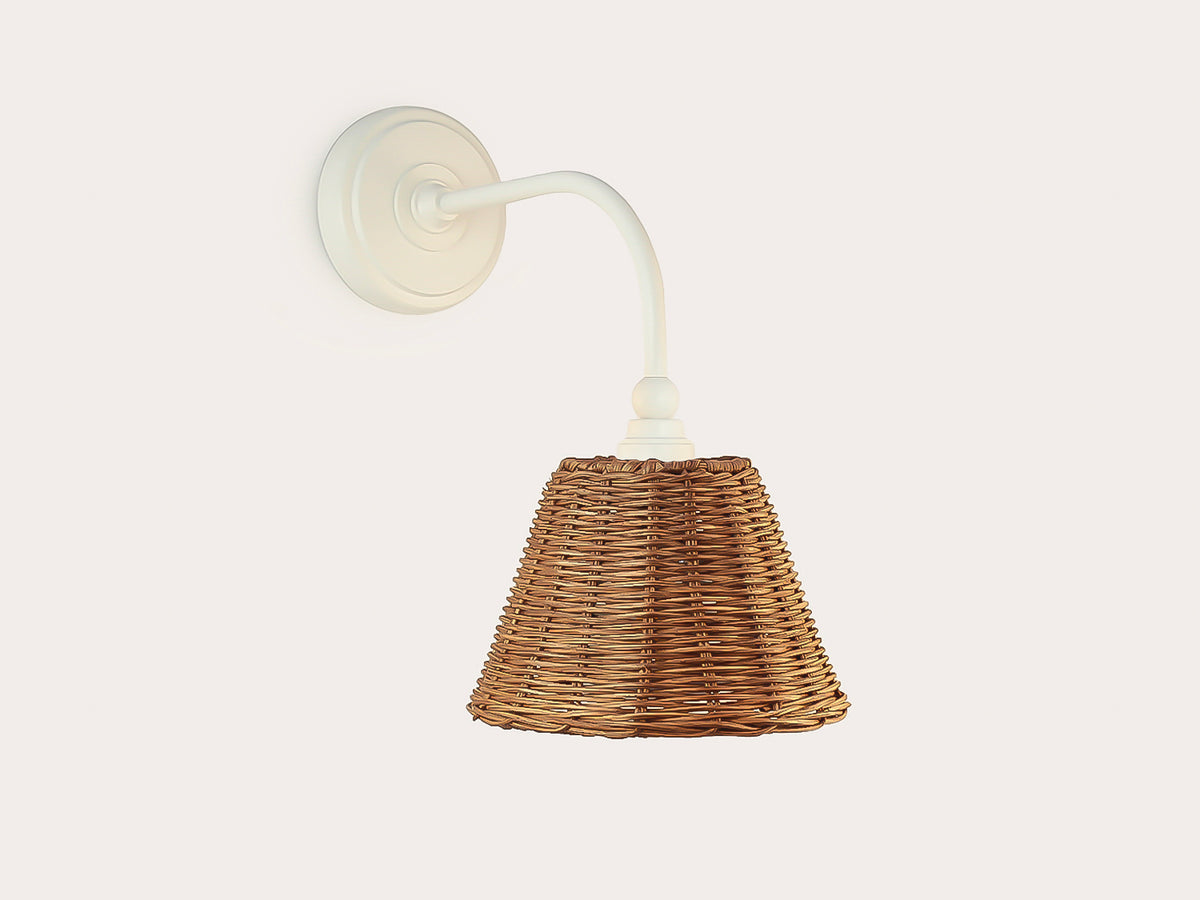 Arthur Long Arm Wall Light with Petit Rattan Shade