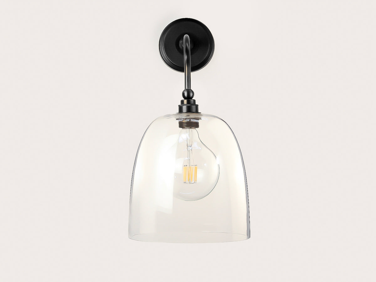 Arthur Long Arm Wall Light with 25cm Glass Cloche Shade