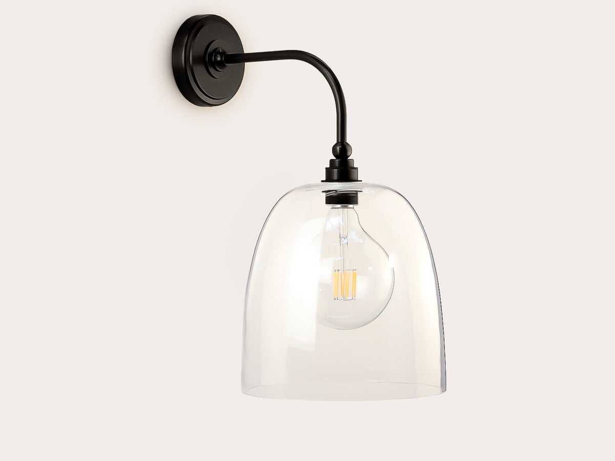 Arthur Long Arm Wall Light with 25cm Glass Cloche Shade
