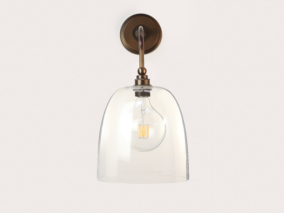 Arthur Long Arm Wall Light with 25cm Glass Cloche Shade