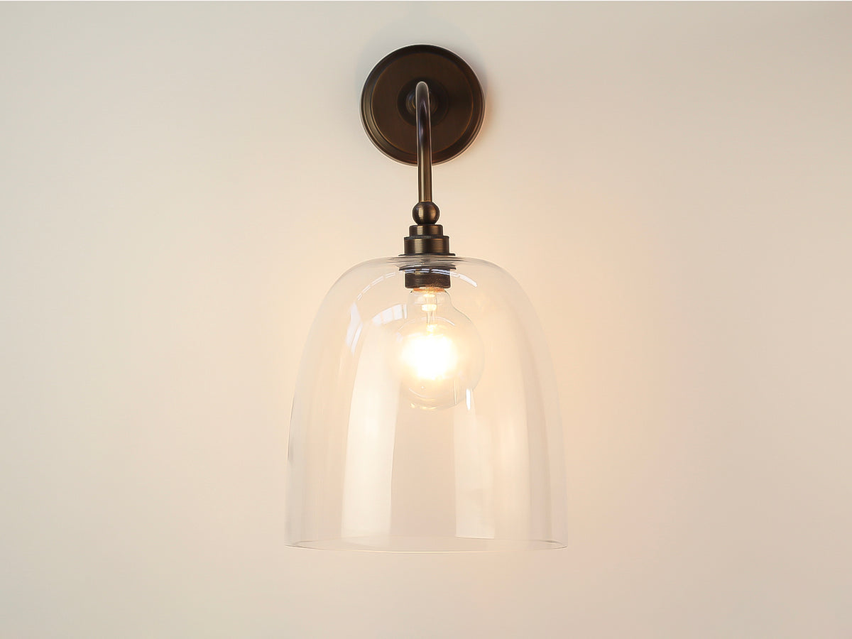 Arthur Long Arm Wall Light with 25cm Glass Cloche Shade
