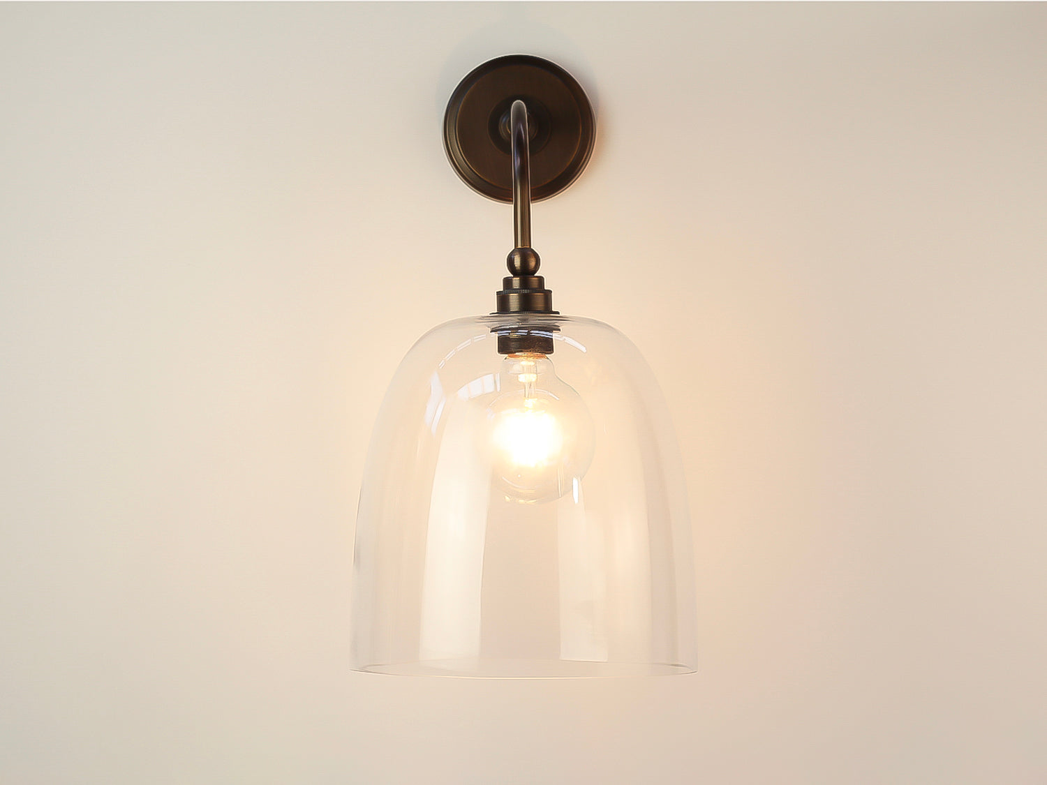 Arthur Long Arm Wall Light with 25cm Glass Cloche Shade