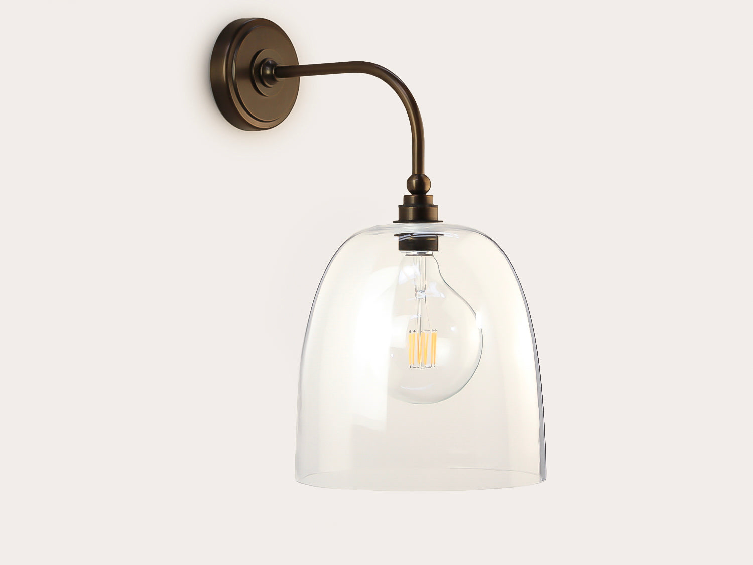 Arthur Long Arm Wall Light with 25cm Glass Cloche Shade