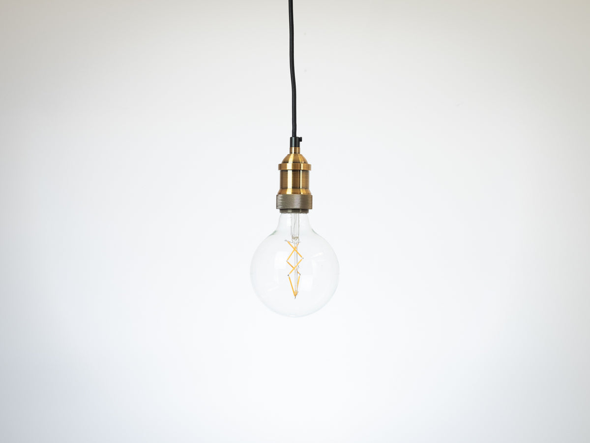 Brass Vintage Bare Bulb Pendant