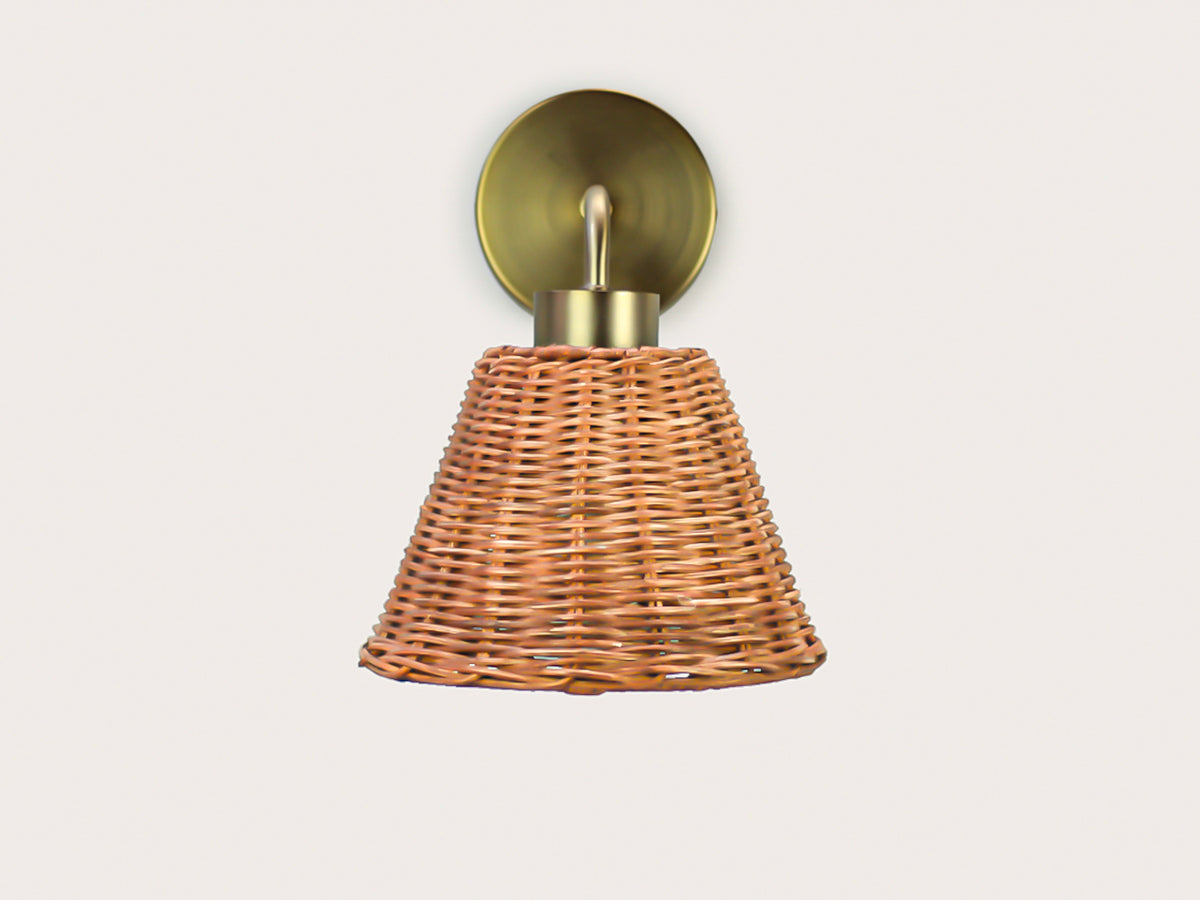 Fergus Wall Light with Petit Rattan Shade