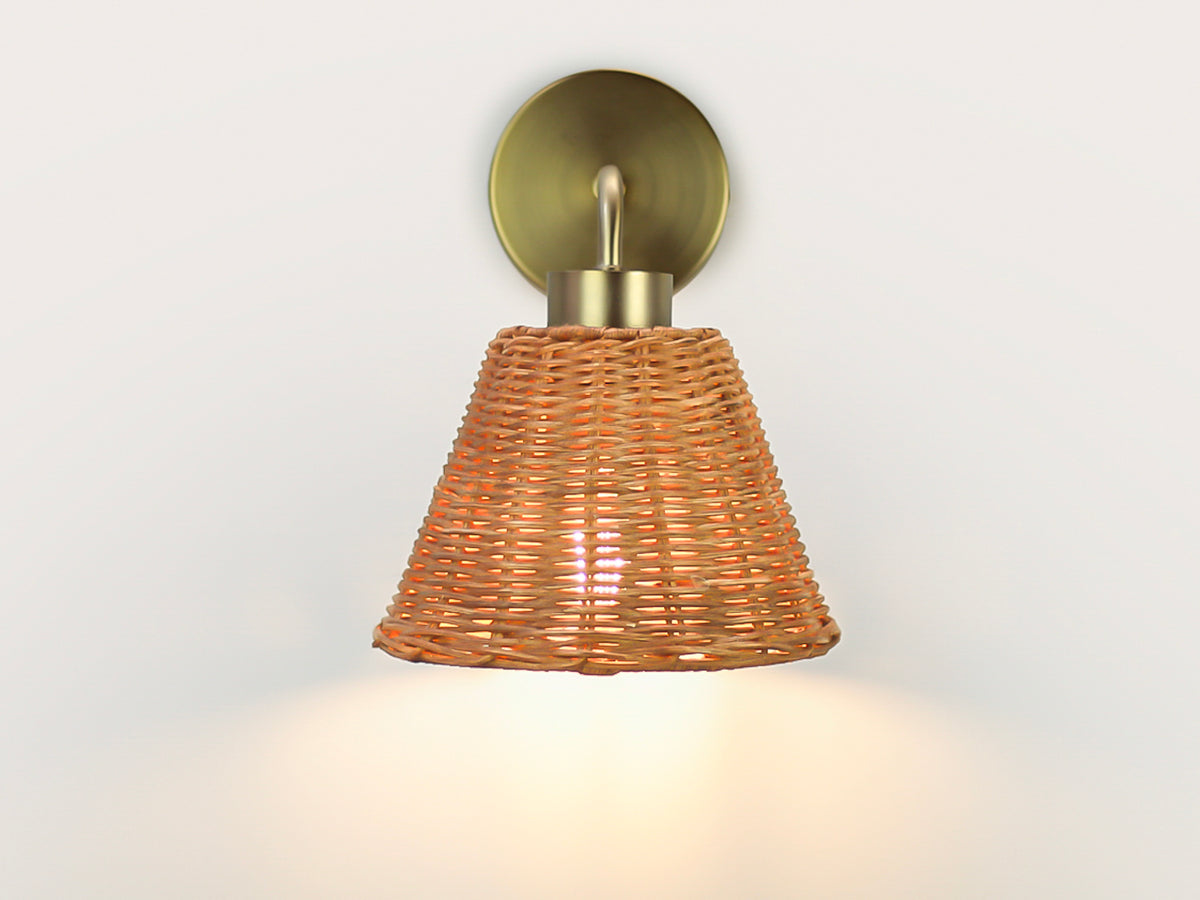 Fergus Wall Light with Petit Rattan Shade
