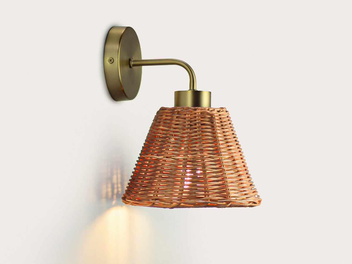 Fergus Wall Light with Petit Rattan Shade