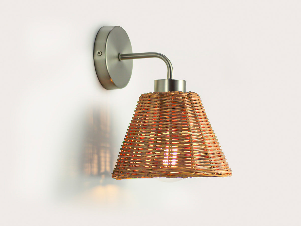 Fergus Wall Light with Petit Rattan Shade