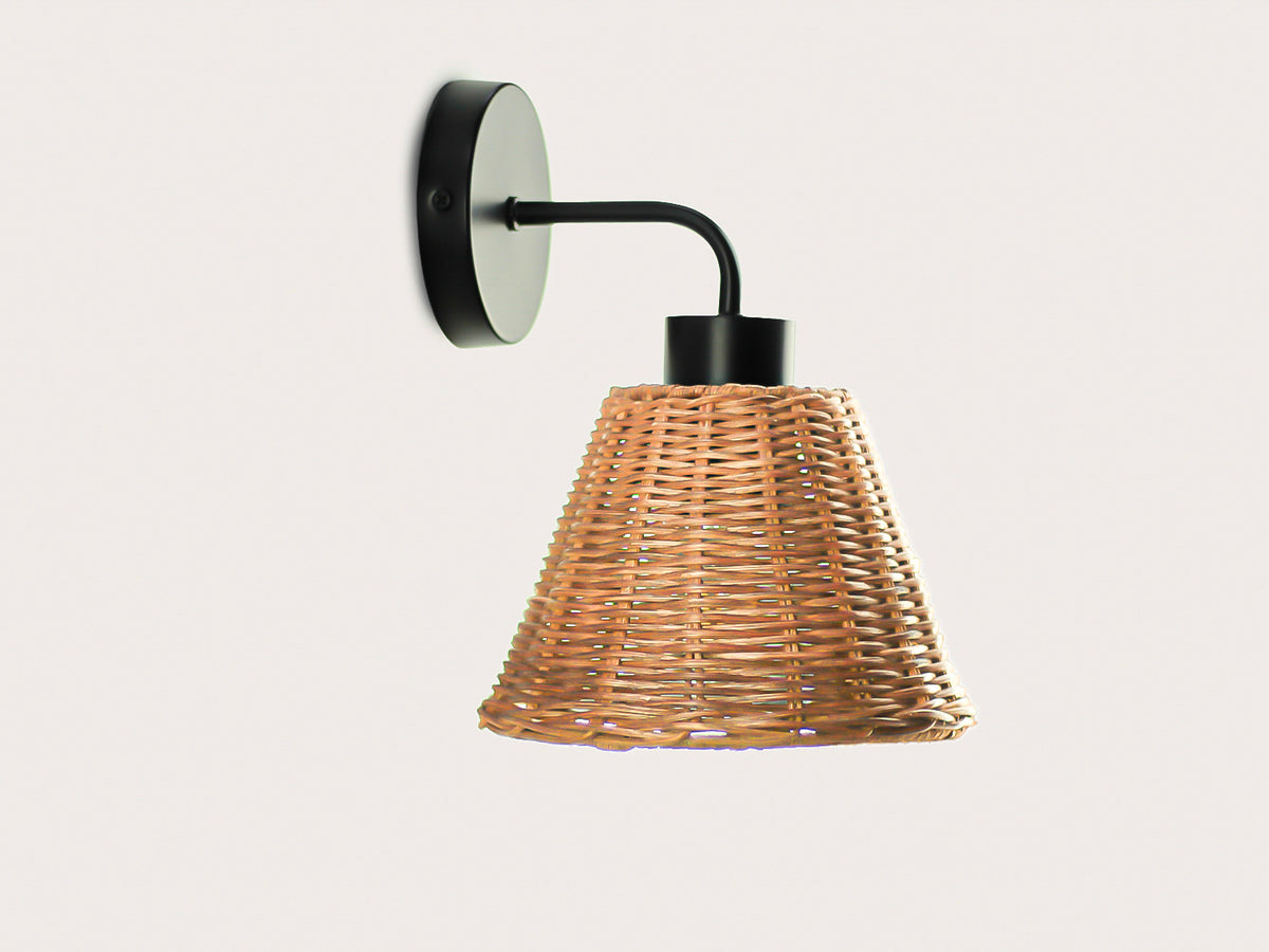 Fergus Wall Light with Petit Rattan Shade