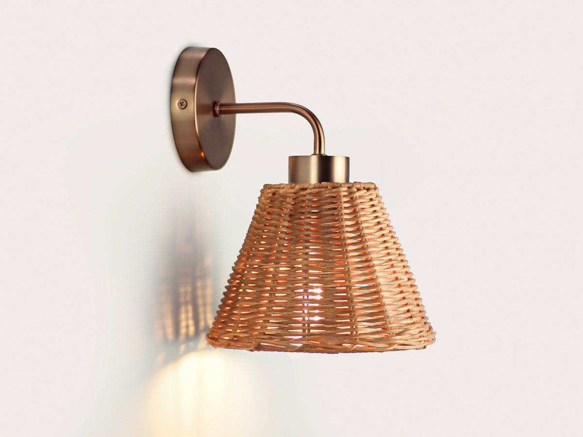 Fergus Wall Light with Petit Rattan Shade