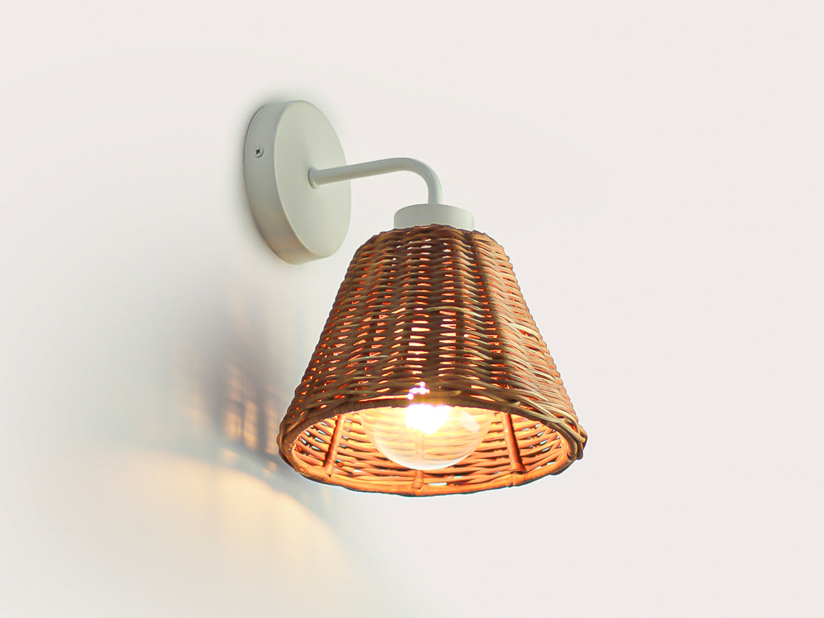 Fergus Wall Light with Petit Rattan Shade