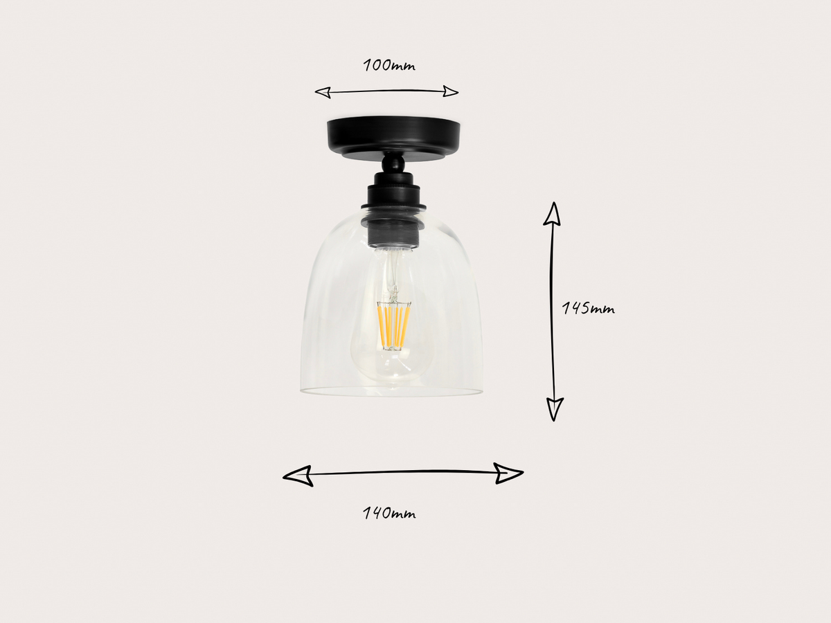 Fixed Arthur with 14cm Glass Cloche Shade