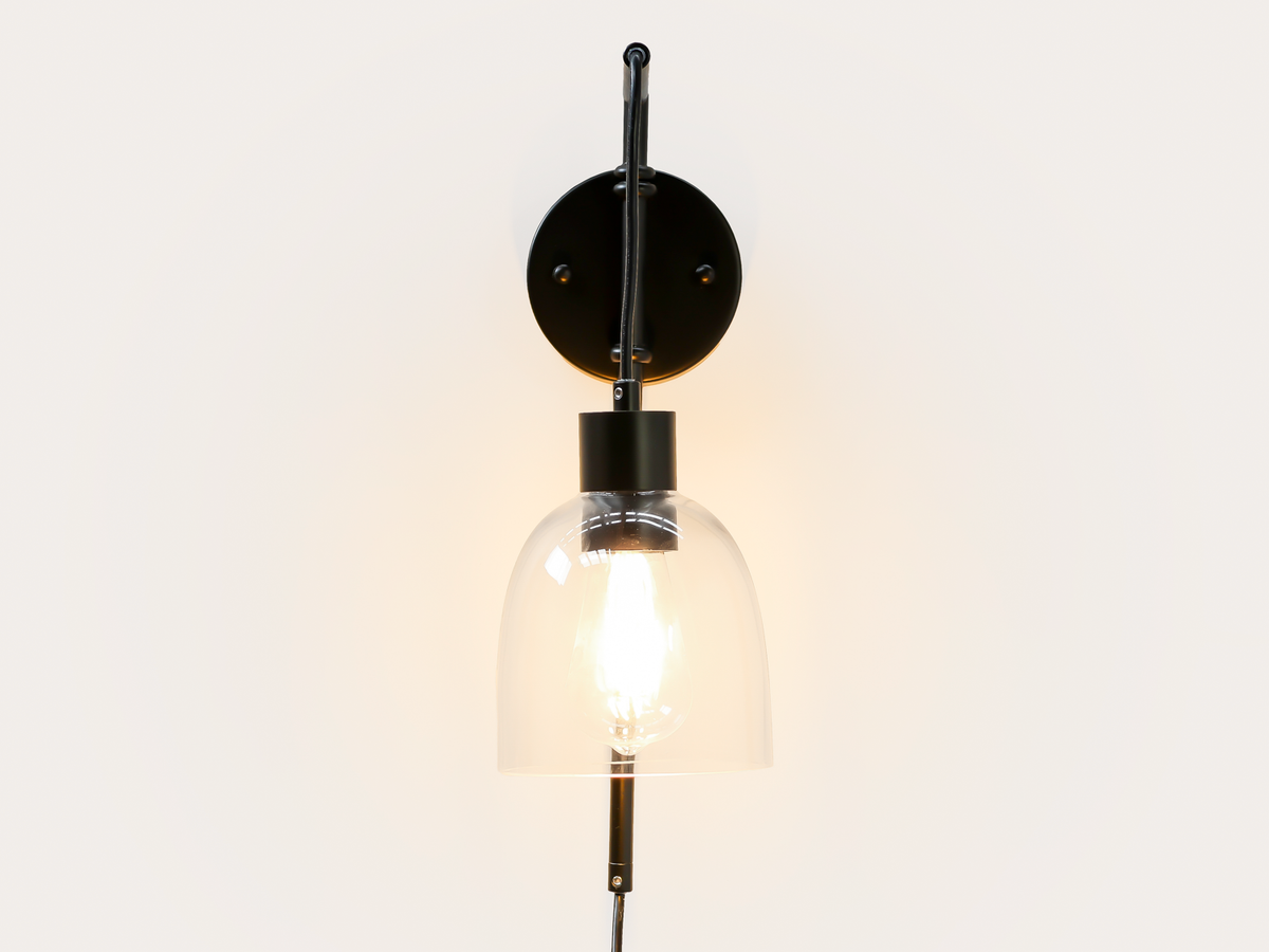 Frankie Swing Arm Wall Light with 14cm Cloche Glass Shade