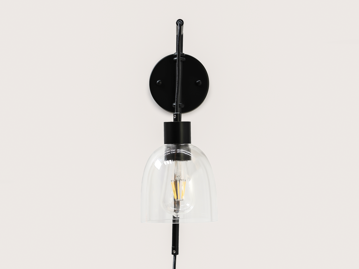 Frankie Swing Arm Wall Light with 14cm Cloche Glass Shade