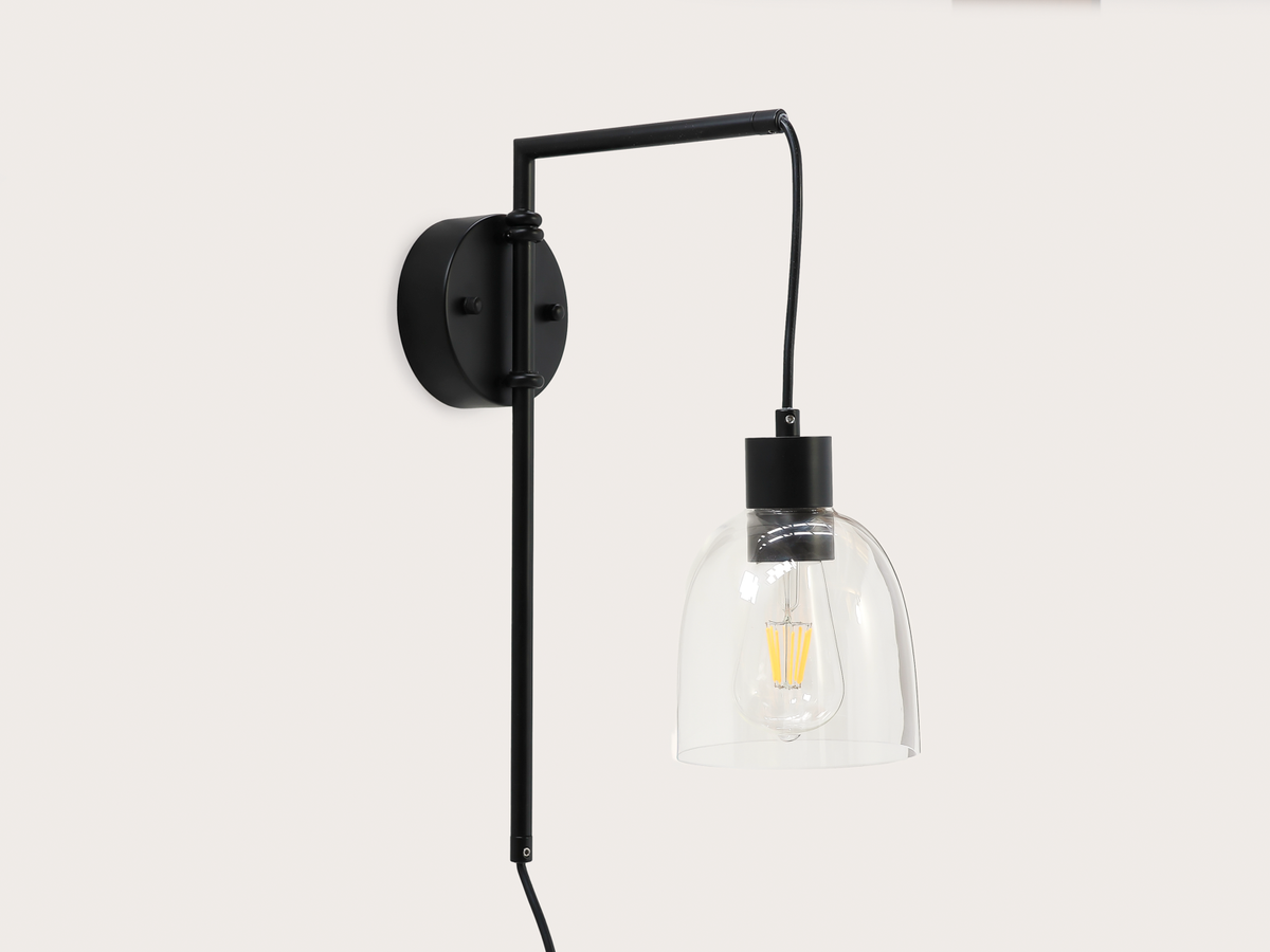 Frankie Swing Arm Wall Light with 14cm Cloche Glass Shade
