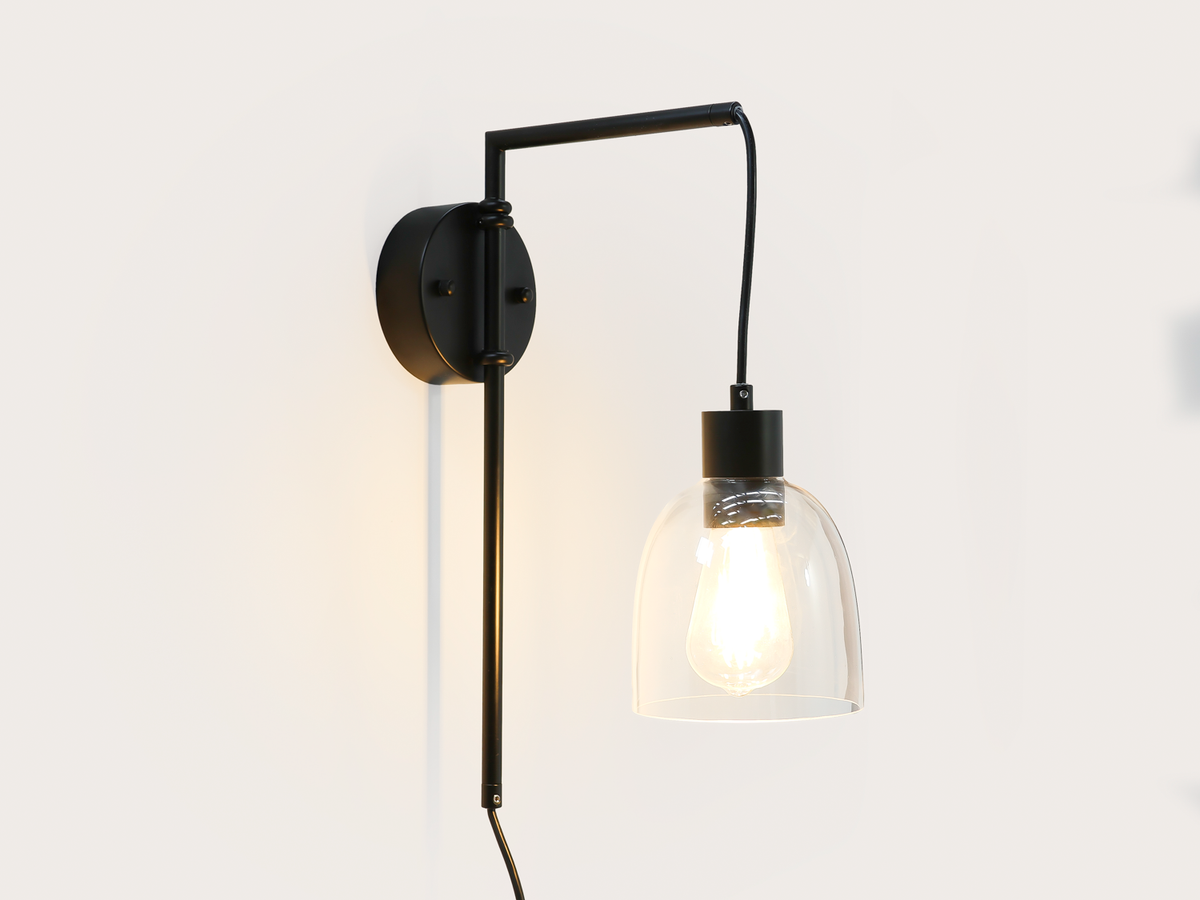 Frankie Swing Arm Wall Light with 14cm Cloche Glass Shade