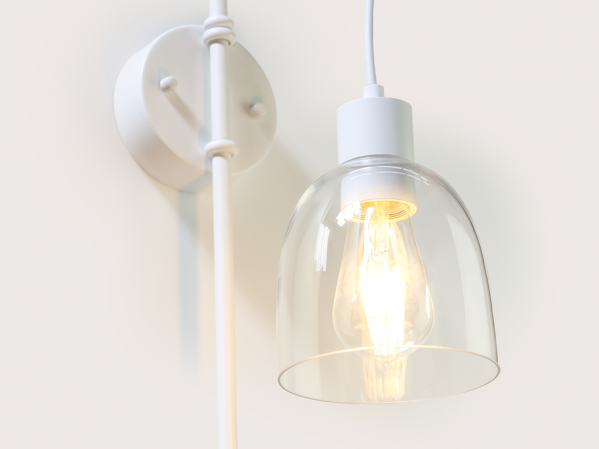 Frankie Swing Arm Wall Light with 14cm Cloche Glass Shade