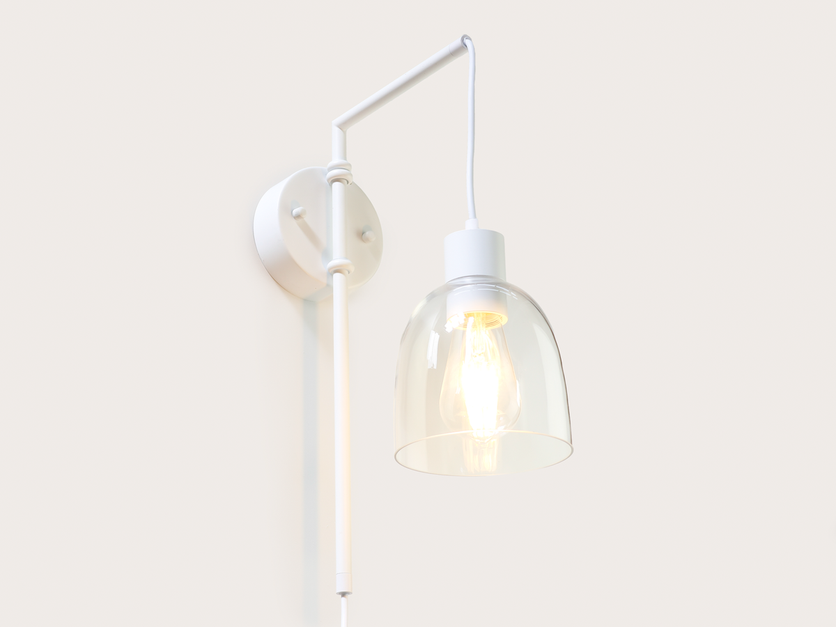 Frankie Swing Arm Wall Light with 14cm Cloche Glass Shade