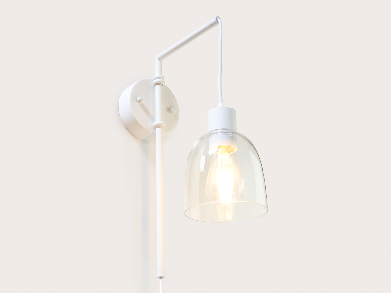 Frankie Swing Arm Wall Light with 14cm Cloche Glass Shade