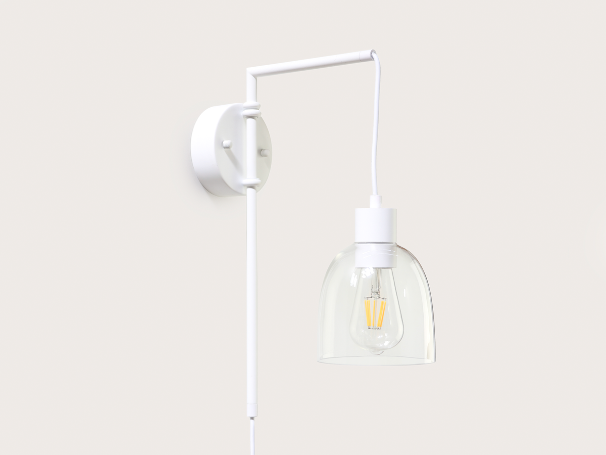 Frankie Swing Arm Wall Light with 14cm Cloche Glass Shade
