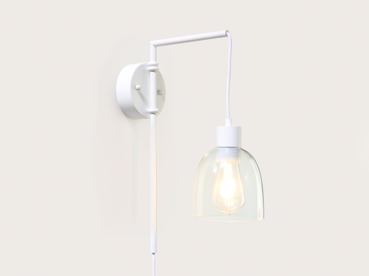 Frankie Swing Arm Wall Light with 14cm Cloche Glass Shade