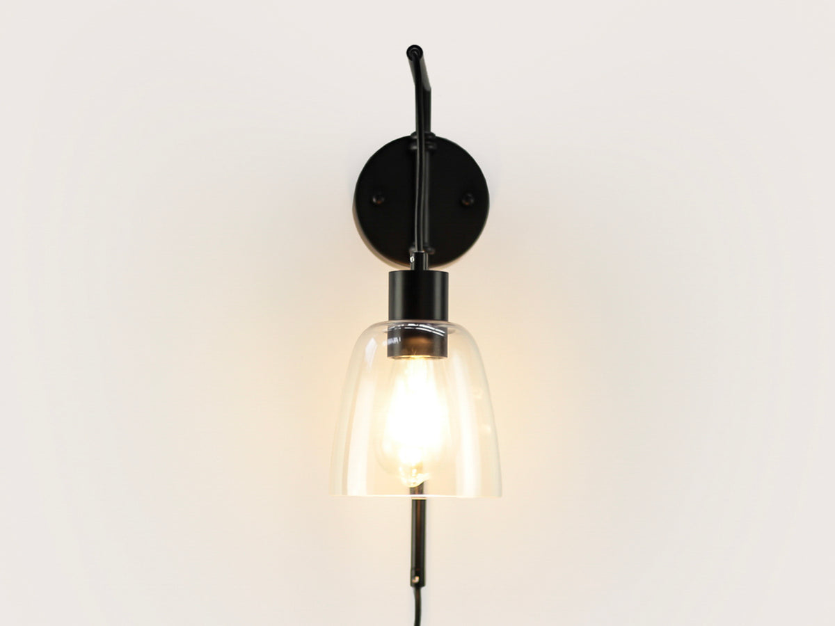 Frankie Swing Arm Wall Light with 14cm Cloche Glass Shade
