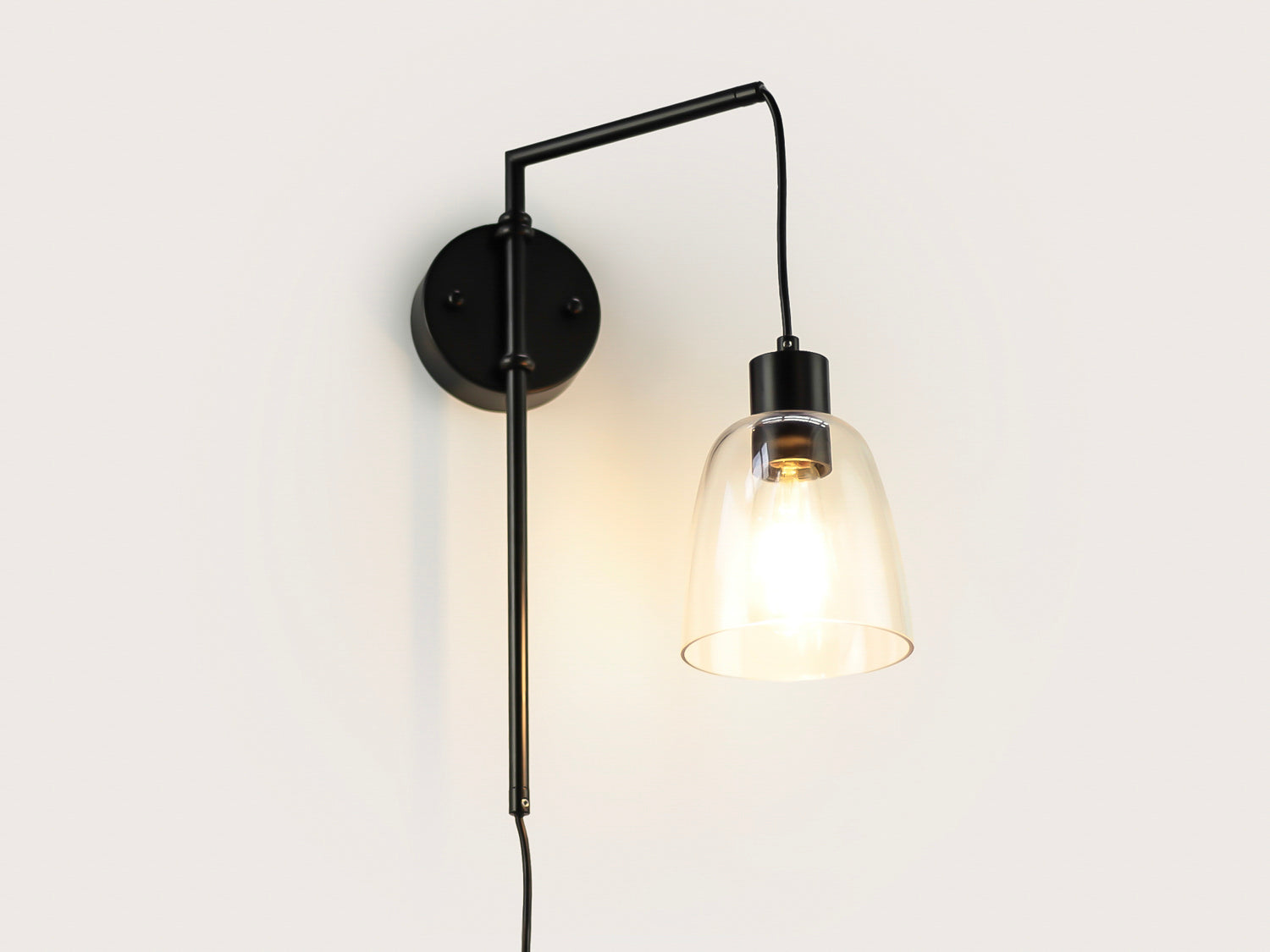 Frankie Swing Arm Wall Light with 14cm Cloche Glass Shade