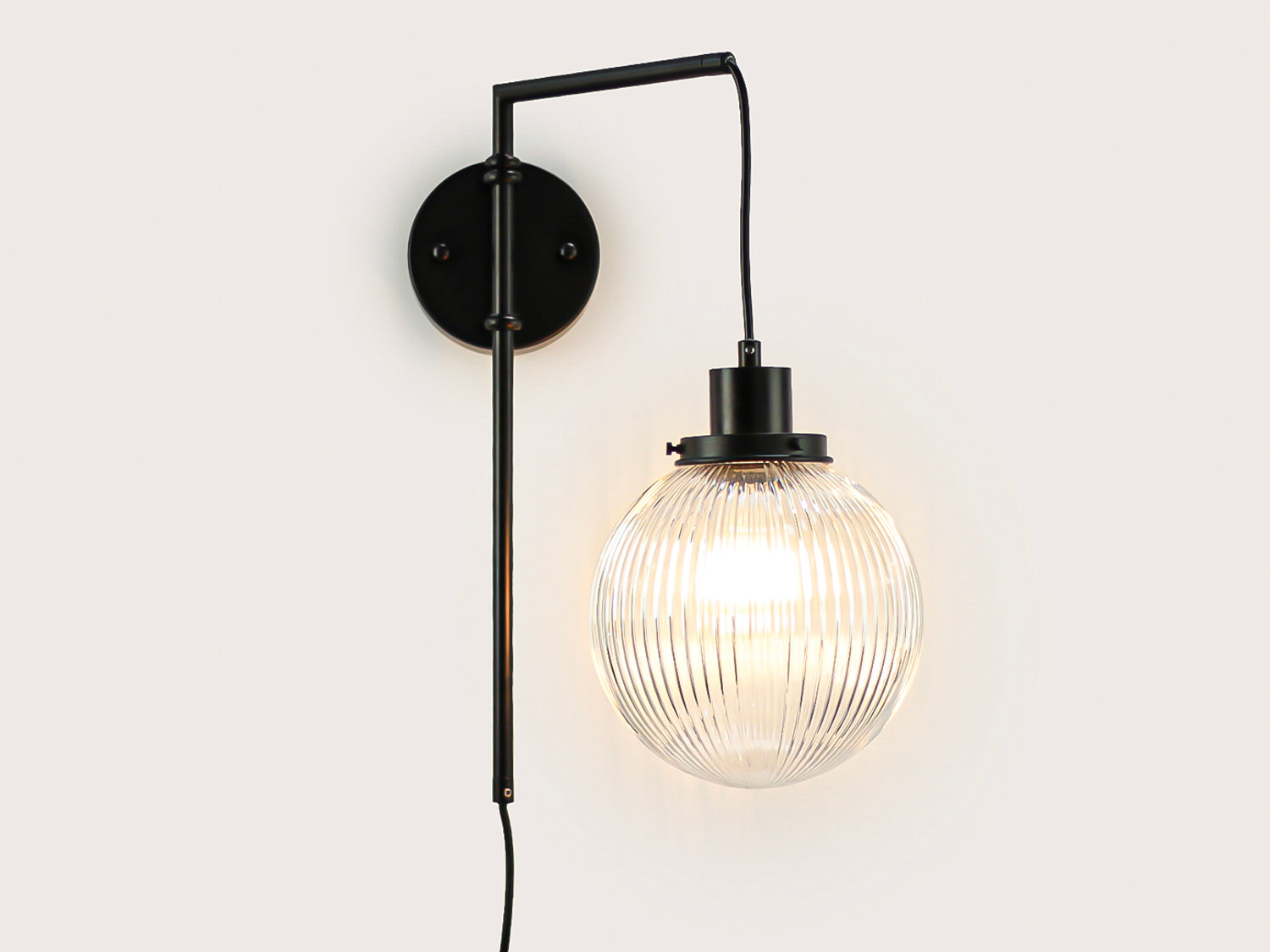 Frankie Swing Arm Wall Light with 20cm Alfie Glass Shade