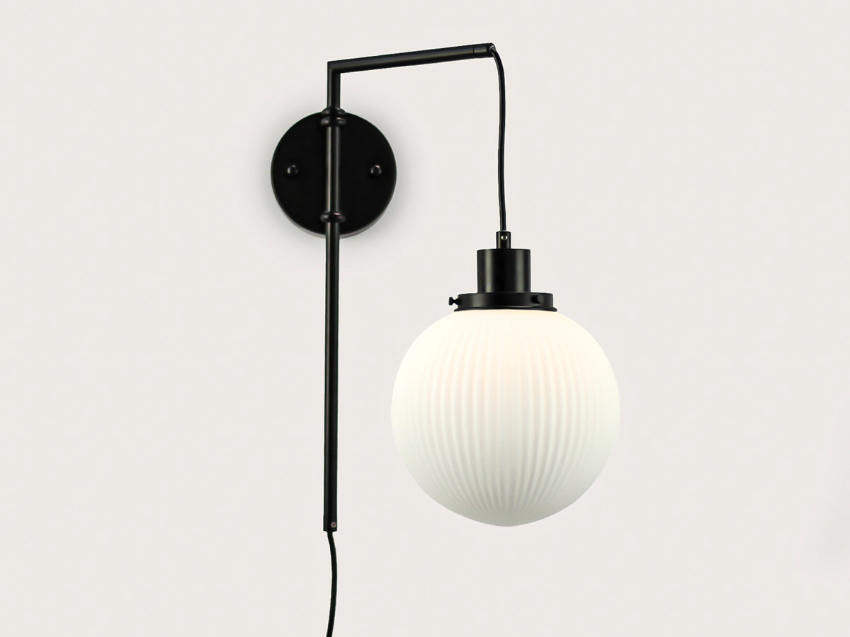 Frankie Swing Arm Wall Light with 20cm Alfie Opal Glass Shade