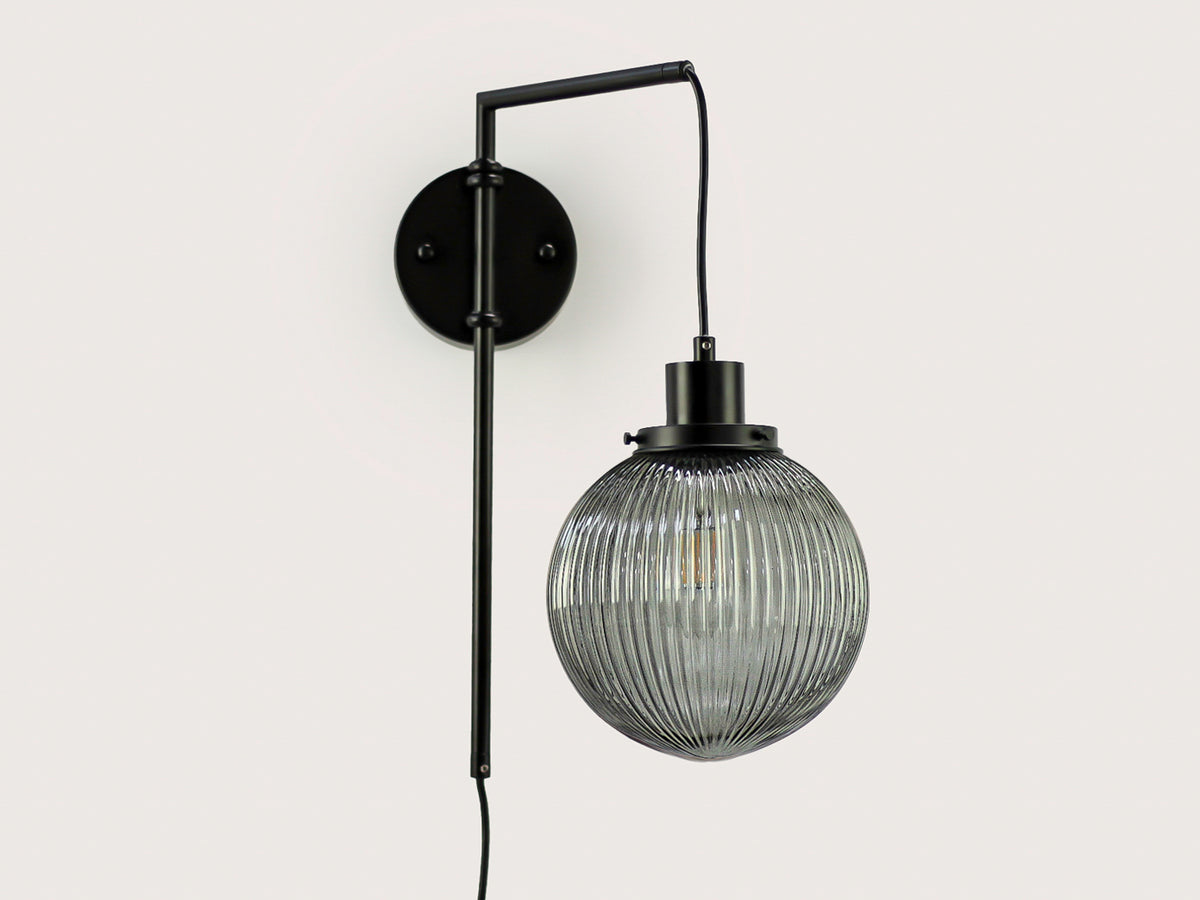 Frankie Swing Arm Wall Light with 20cm Alfie Glass Shade