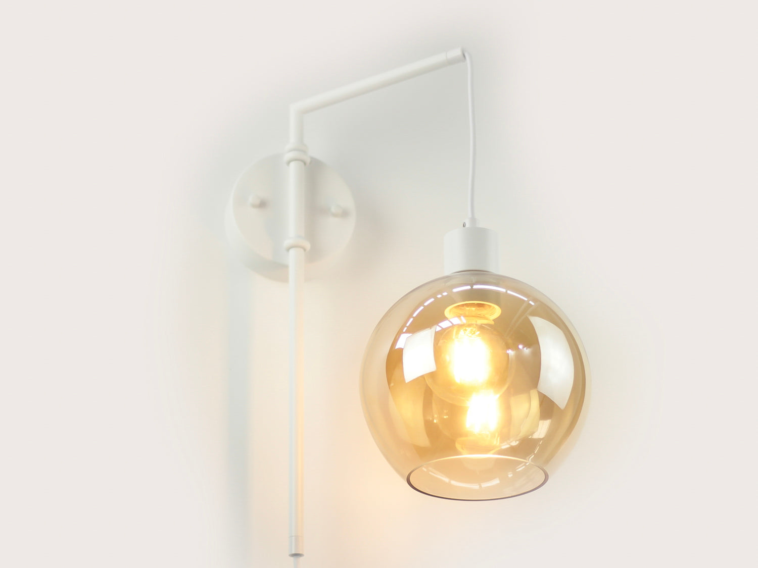 Frankie Swing Arm Wall Light with 20cm Apothecary Round Glass Shade